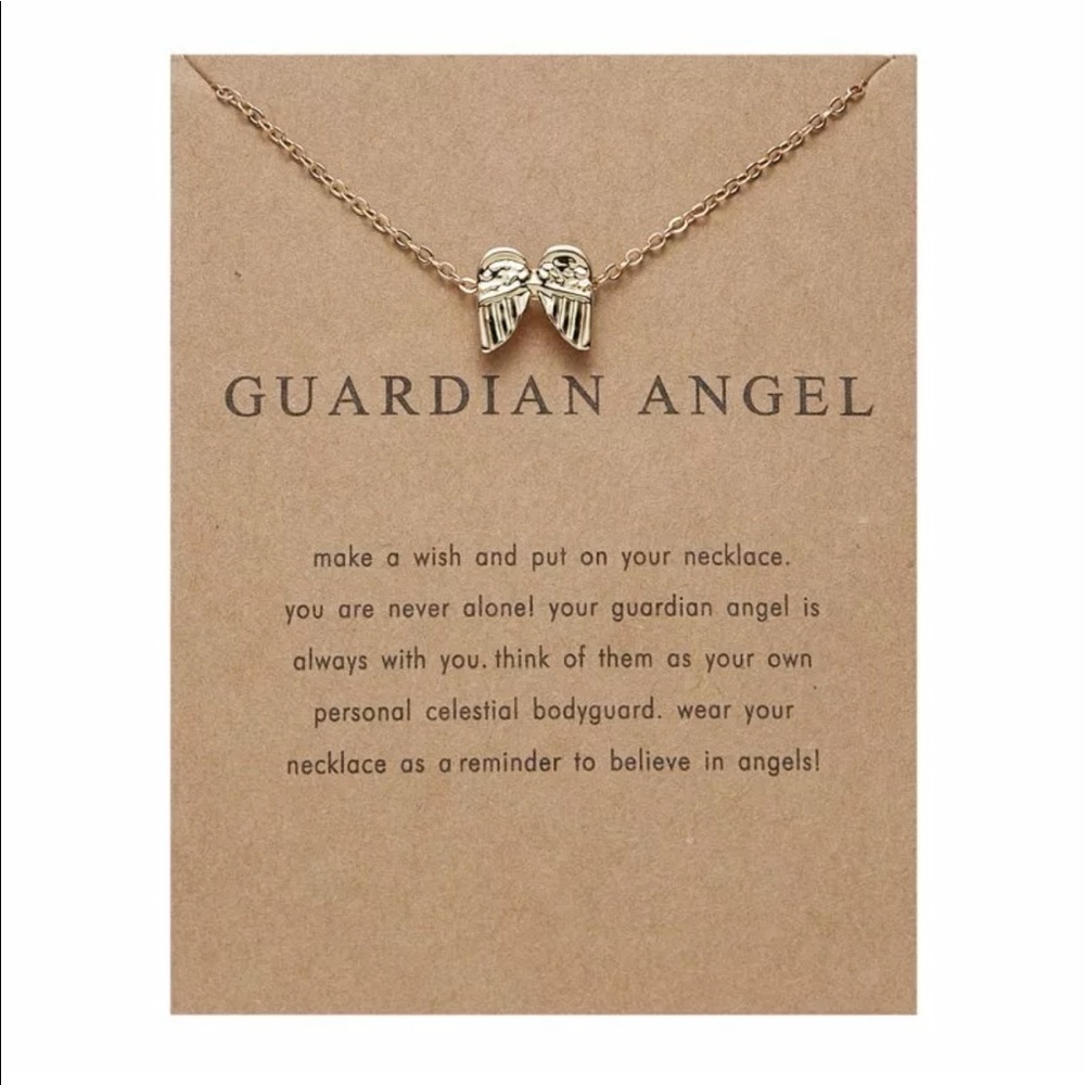 Gold Guardian Angel Wings Necklace